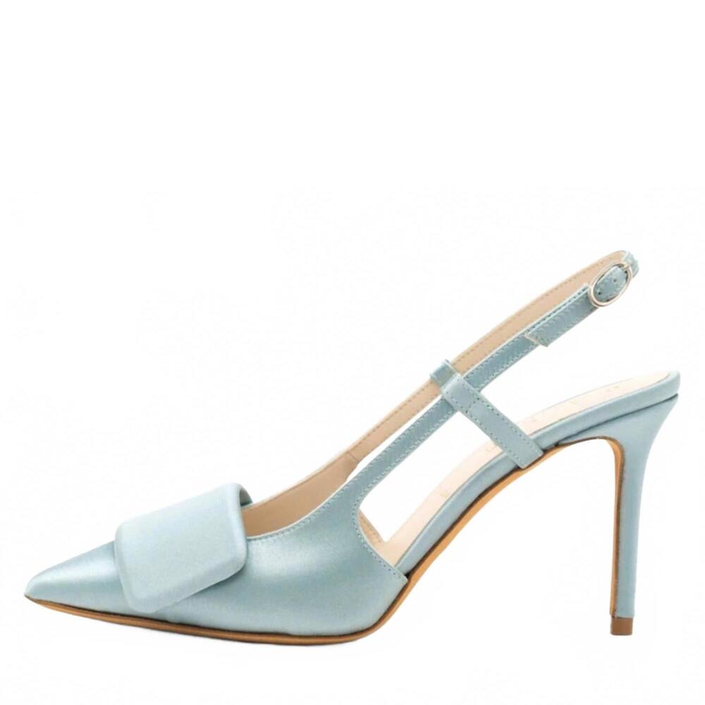 NEW SOMETHING BLEU women's halen satin slingback pumps sandal in light blue